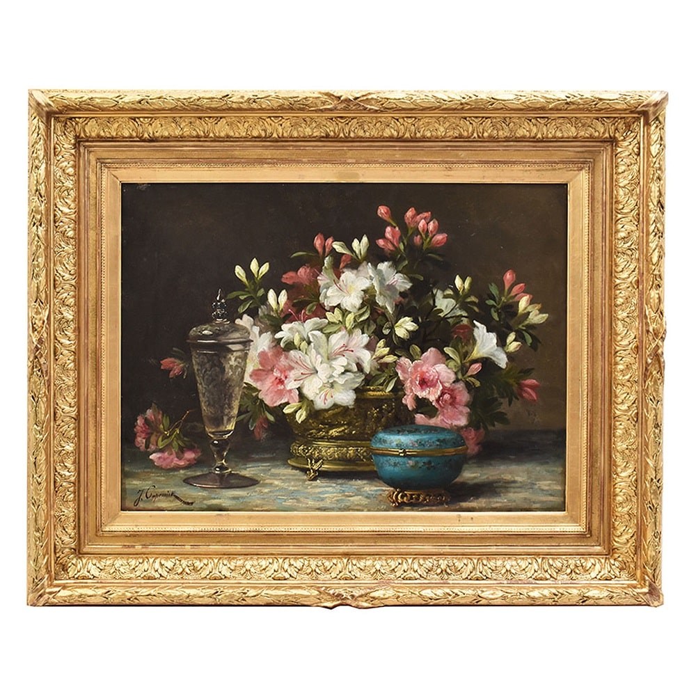 QNM631 1 antique floral painting still life flower oil painting XIX.jpg